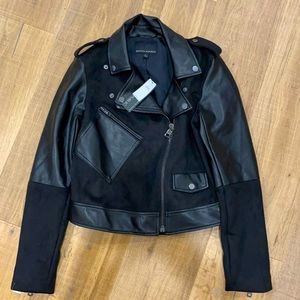Banana Republic black vegan suede moto jacket - size small